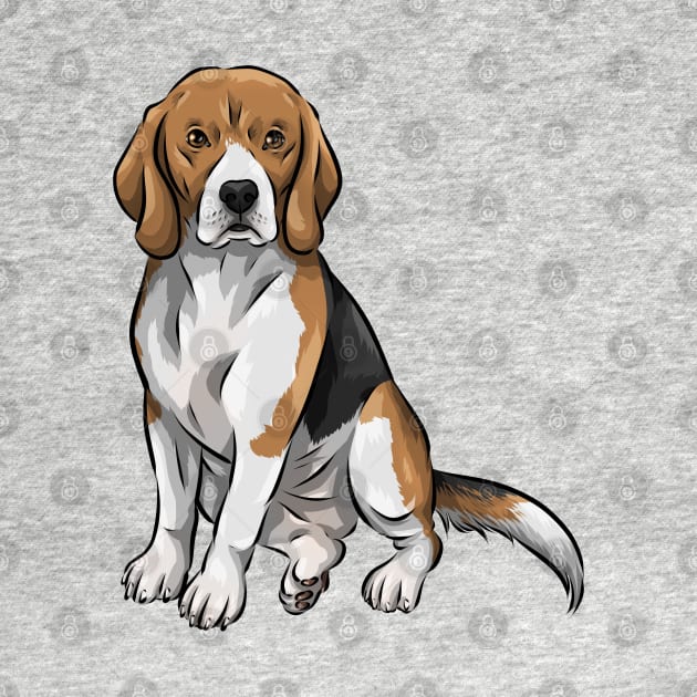 Cute Tri-Color Beagle Dog by Shirin Illustration